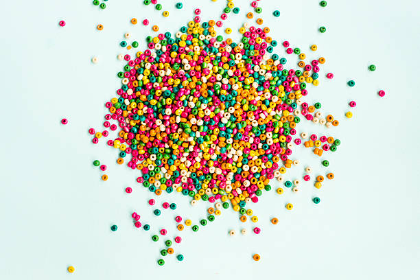 istock Colorful wooden beads  - top view 491605498
