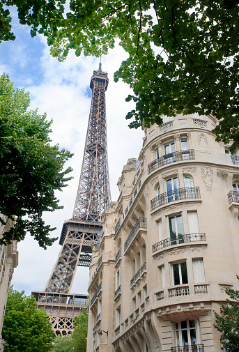 Rue de Saffren, Paris, springtime, view on Eiffel tower