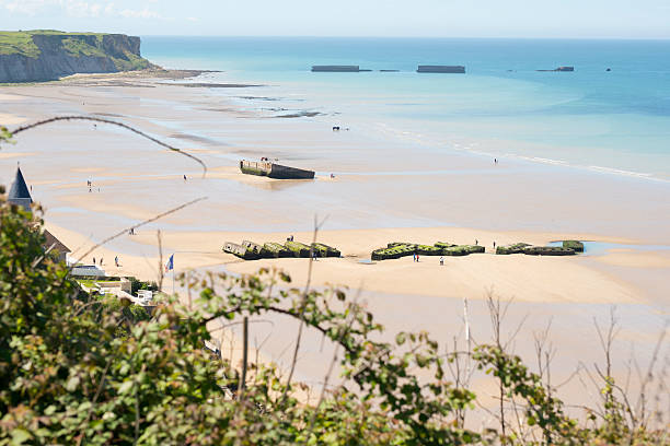 istock Mulberry Harbour remains in Arromanches, Normandy 491607239