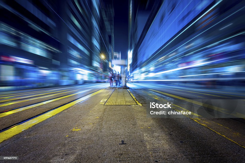 traffc in night of hong kong traffc in night of hong kong.bus station. Low Angle View Stock Photo