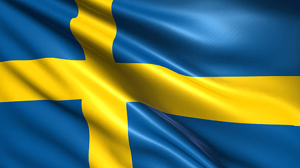 flag of Sweden Swedish flag with fabric structure sweden stock pictures, royalty-free photos & images