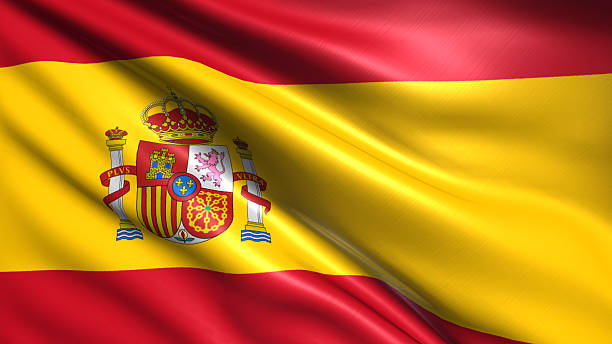 flag of Spain Spanish flag with fabric structure spain stock pictures, royalty-free photos & images