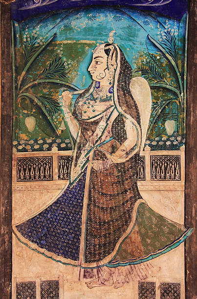 istock Colorful wall paintings in Chitrashala, Bundi Palace, India 491610281
