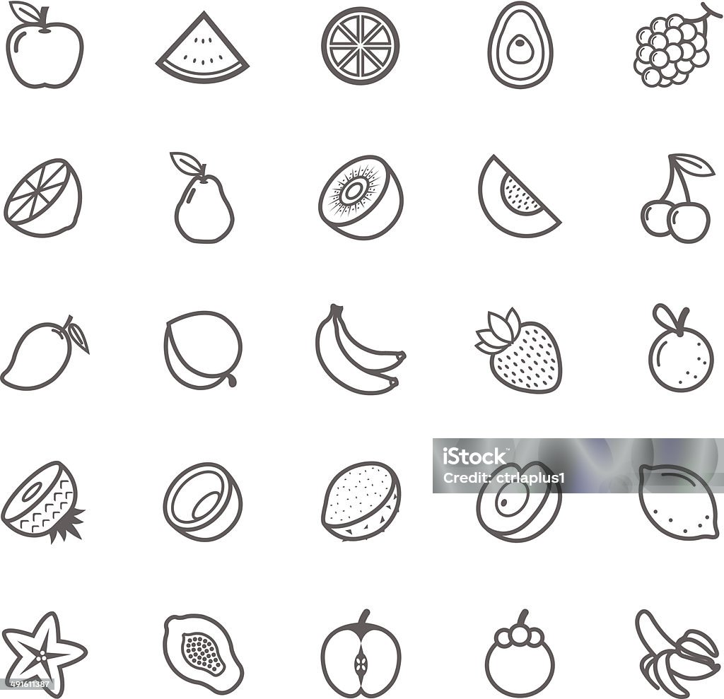 Set of Outline stroke Fruit icon Set of Outline stroke Fruit icon Vector illustration Apple - Fruit stock vector