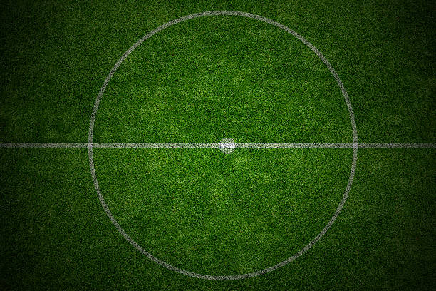 センターのサッカーフィールドスタジアム - soccer field soccer football field grass ストックフォトと画像