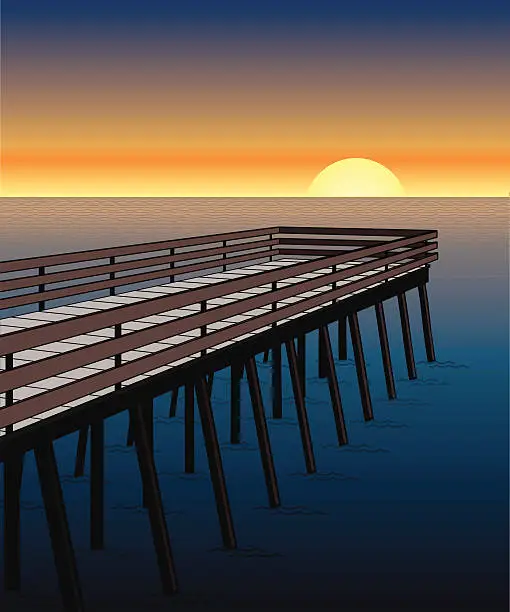 Vector illustration of Pier Sunset