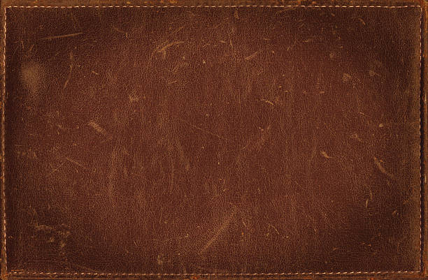 sfondo grunge marrone di difficoltà in pelle cucita texture con telaio - frame pattern design leather foto e immagini stock