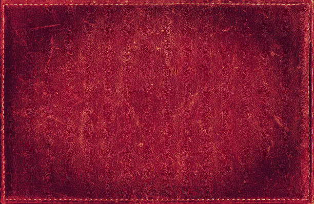 rosso grunge sfondo di difficoltà in pelle cucita texture con telaio - frame pattern design leather foto e immagini stock