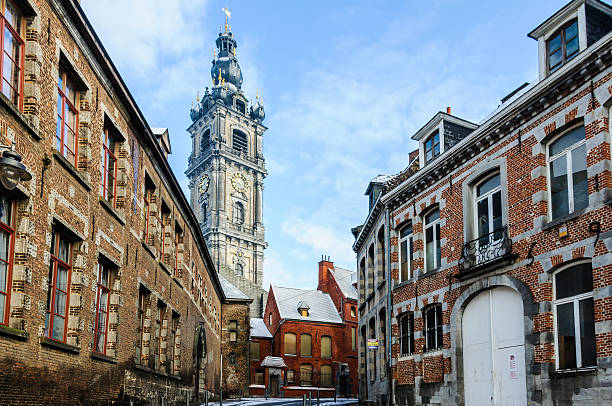 Bell tower in Mons, Belgium, the Capital of Culture stock photo