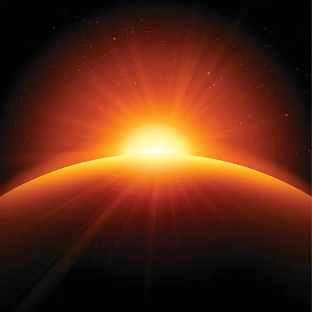 Vector illustration of Orange Sunrise Sunset Abstract Background