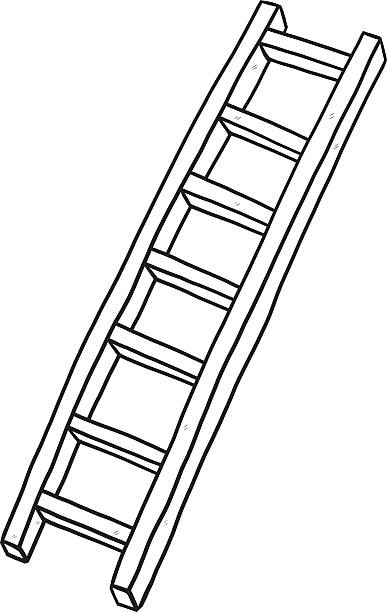 ilustraciones, imágenes clip art, dibujos animados e iconos de stock de largo de escalera - black ladder white staircase