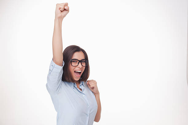 istock successful business woman on white background 491630302