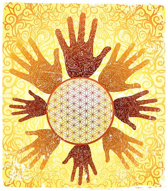 Vector illustration of creating from the flower of life