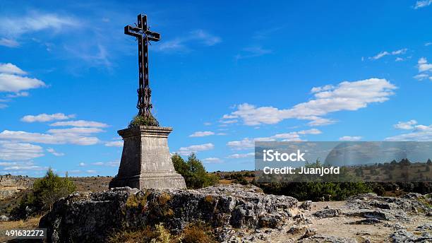 Iron Cross With Blue Sky Background Stock Photo - Download Image Now - 2015, Blue, Built Structure