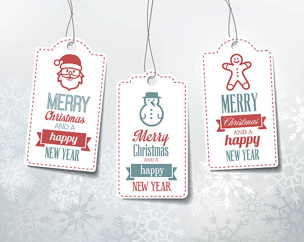 ilustrações, clipart, desenhos animados e ícones de rótulos-decorações de natal. - holiday banner backgrounds christmas paper