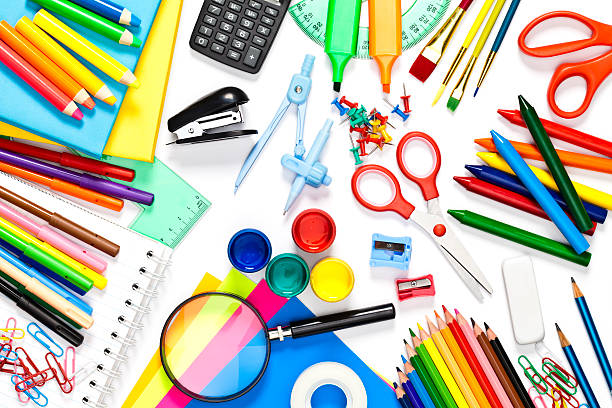 istock School supplies on white background shot directly above 491633882