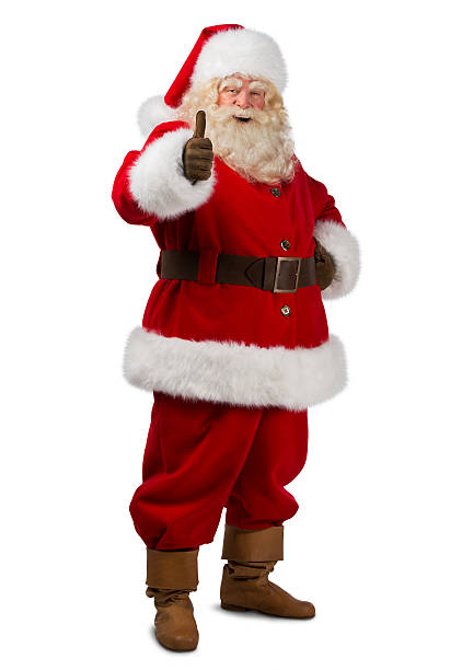 istock Santa Claus standing isolated on white background and thumbs up 491634906