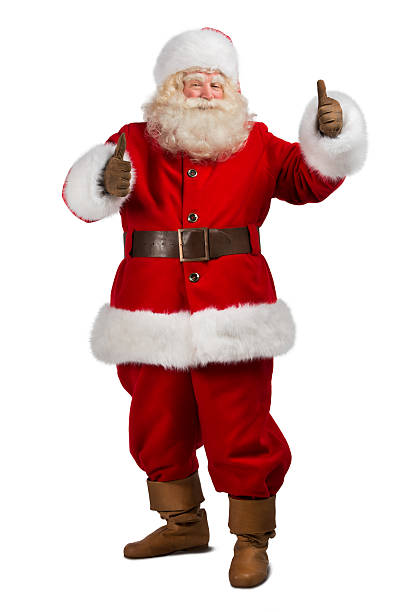 istock Santa Claus standing isolated on white background and thumbs up 491634992