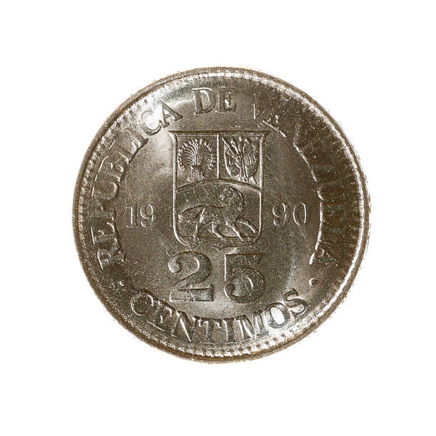 istock Twenty-five cents coin Venezuela isolated on white background. 491635496