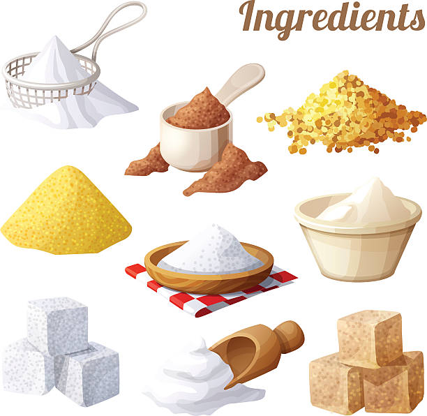 ilustrações de stock, clip art, desenhos animados e ícones de conjunto de ícones de comida. ingredientes para cozinhar - sugar