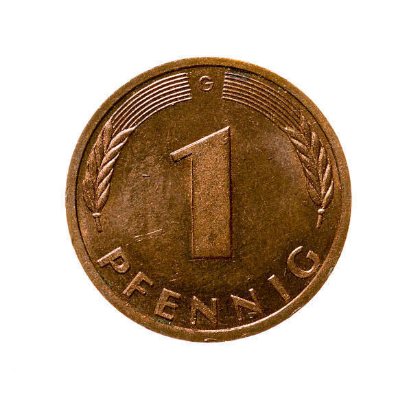 istock coin one pfennig Germany isolated on white background. top view 491641518