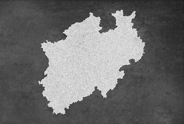 istock German Federal State of Northrhine Westphalia Map Outline on Blackboard 491644906