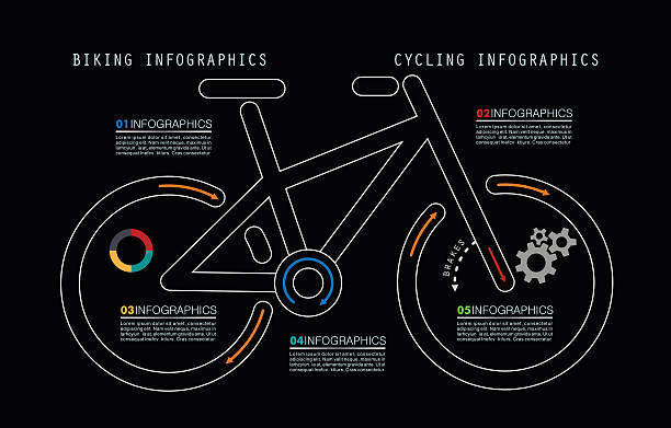 illustrations, cliparts, dessins animés et icônes de vélo de montagne infographie dans un style linéaire - bicycle silhouette design element mountain bike