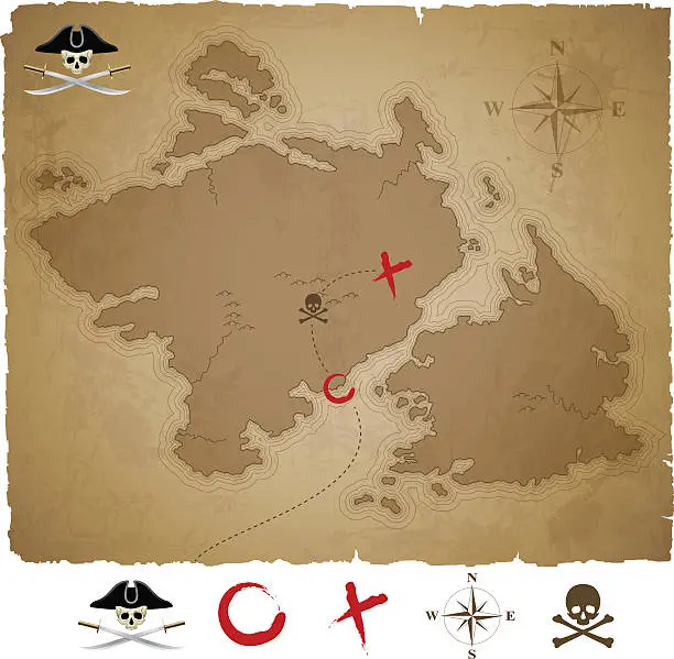 Vector illustration of Old treasure map