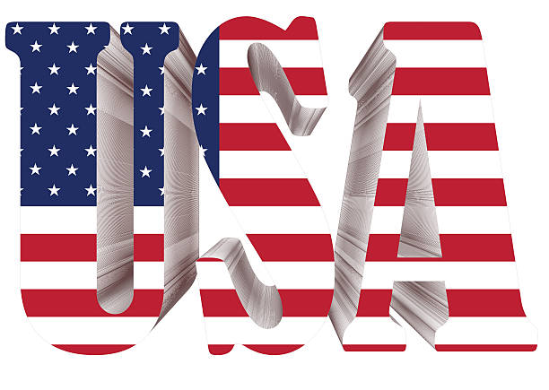 3D USA Word with US Flag