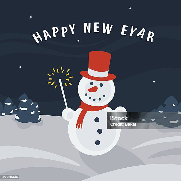 Christmas Card Snowman Stock Illustration - Download Image Now - 2015, Celebration, Christmas