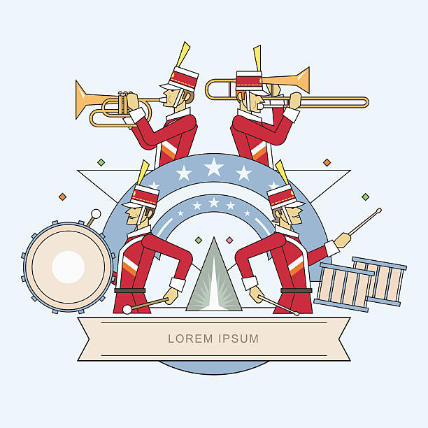 pasmo wojskowe linii stylu, ilustracja wektorowa - brass band stock illustrations