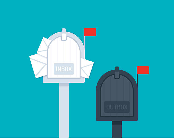 Inbox Outbox Mailboxes Inbox outbox mailboxes flat design. EPS 10 file. Transparency effects used on highlight elements. emergency response workplace stock illustrations