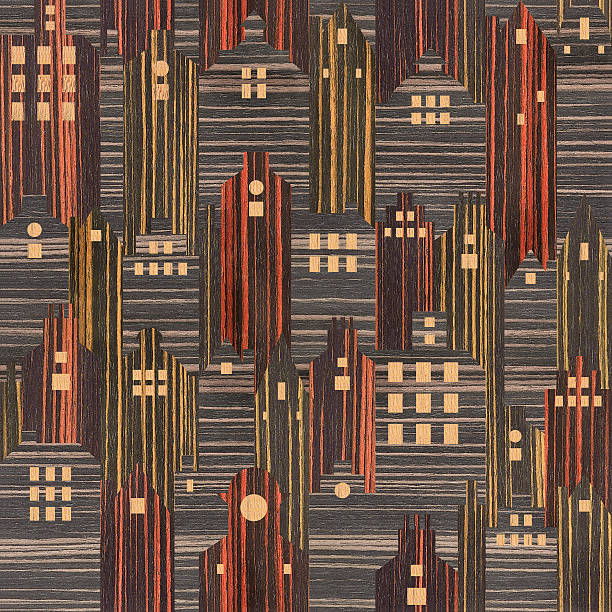 istock Abstract city buildings - seamless background - Ebony wood texture 491658092