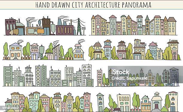 Scketch Große Stadt Architektur Mit Häusern Stock Vektor Art und mehr Bilder von Wohnhaus - Wohnhaus, 2015, Architektur