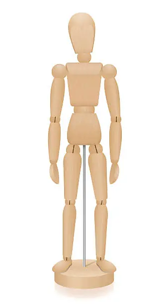 Vector illustration of Lay Figure Wooden Mannequin Basic Position