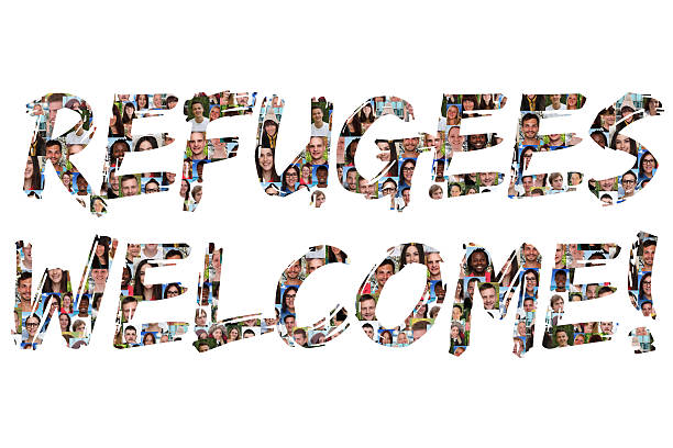 Refugees welcome group of young multi ethnic people isolated