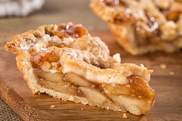 istock Slice of mouth watering rustic apple pie 491660394