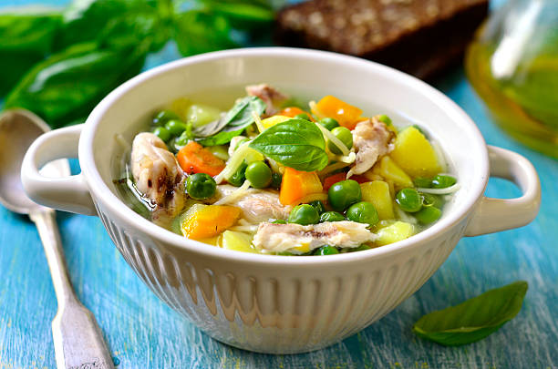 istock Vegetable soup with chicken and vermicelli. 491660418