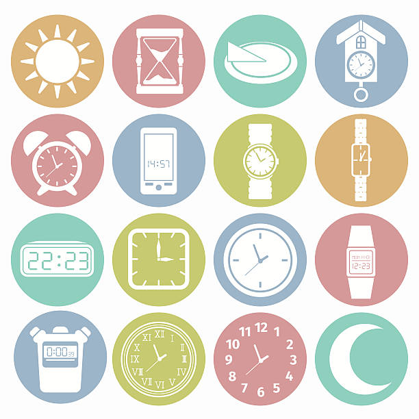 time icons vector white icons time set clock wall clock face clock hand stock illustrations