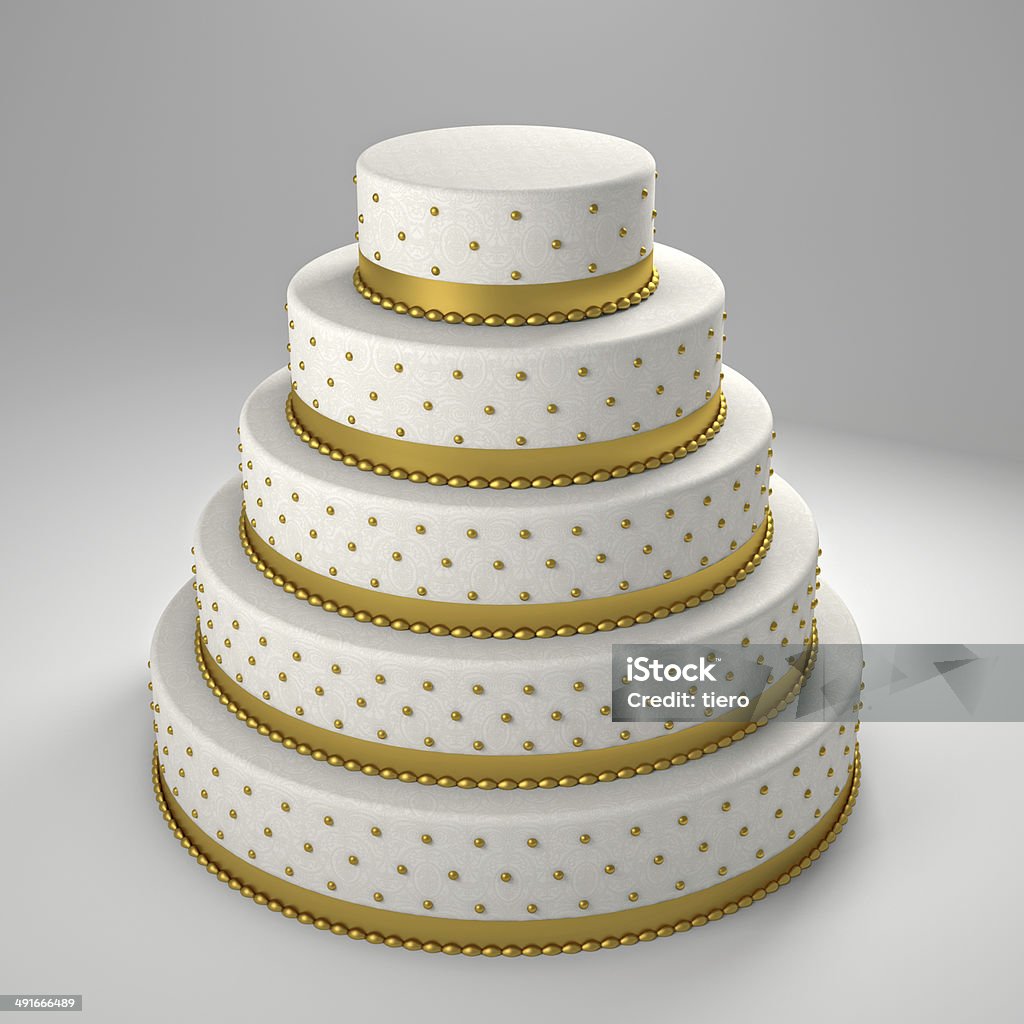 golden wedding cake golden wedding cake 3d image Cake Stock Photo