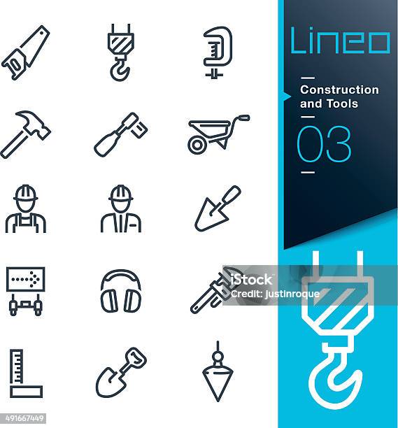 Lineoстроительство И Инструментов Значки Контура — стоковая векторная графика и другие изображения на тему Промышленные профессии - Промышленные профессии, Стройплощадка, Символ