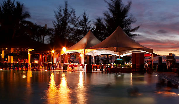 Resepsionis di kolam renang foto stok