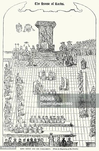 Henry Viii In The House Of Lords Stock Illustration - Download Image Now - London - England, Tudor Style, Government