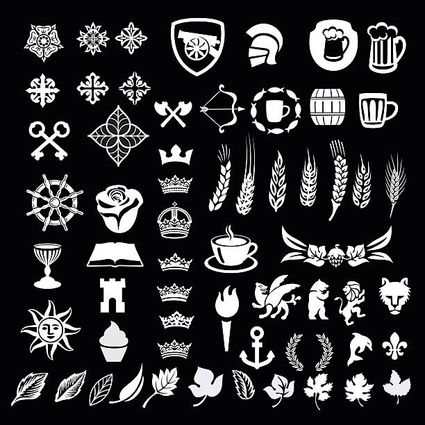 heraldic elements vector art illustration
