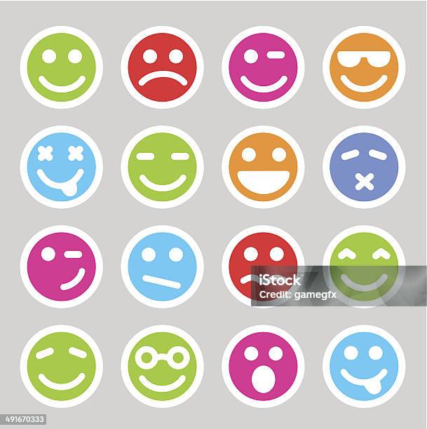 Ilustración de Smiley Iconos Plana y más Vectores Libres de Derechos de Aburrimiento - Aburrimiento, Alegre, Aplicación para móviles
