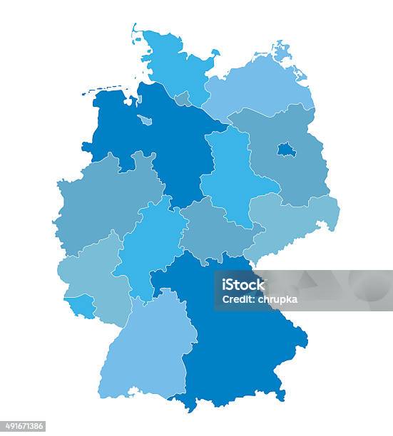 Blaue Vektor Karte Von Deutschland Stock Vektor Art und mehr Bilder von Deutschland - Deutschland, Karte - Navigationsinstrument, Vektor