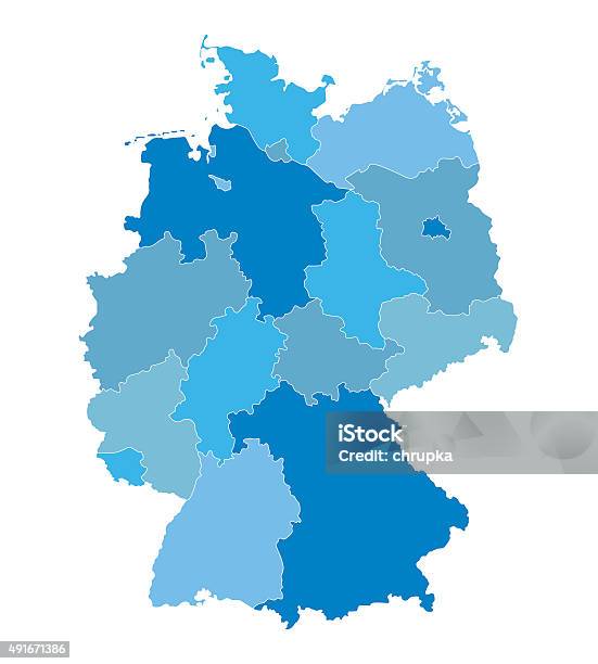 Blue Vector Map Of Germany Stock Illustration - Download Image Now - Germany, Map, Vector