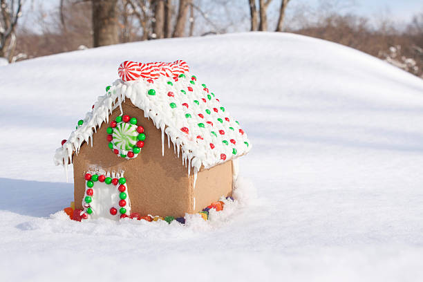 istock Gingerbread House Snow Landscaped 491671668