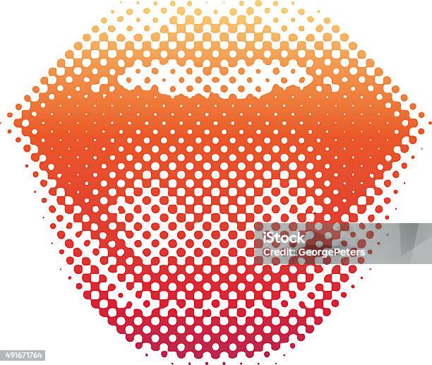 Halftone Pattern Lips Laughing And Smiling Stock Illustration - Download Image Now - Laughing, Karaoke, Singing