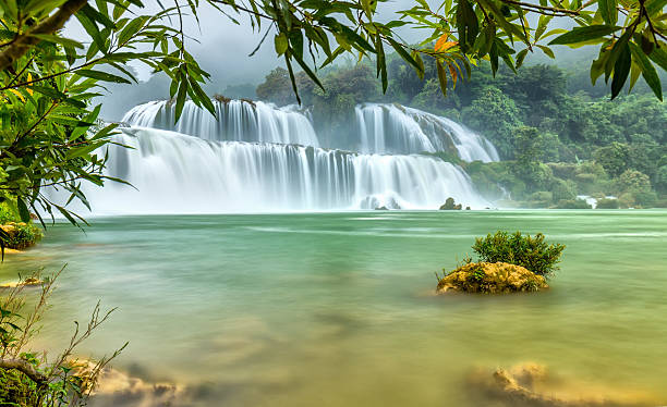 Lonely island the Ban Gioc waterfall